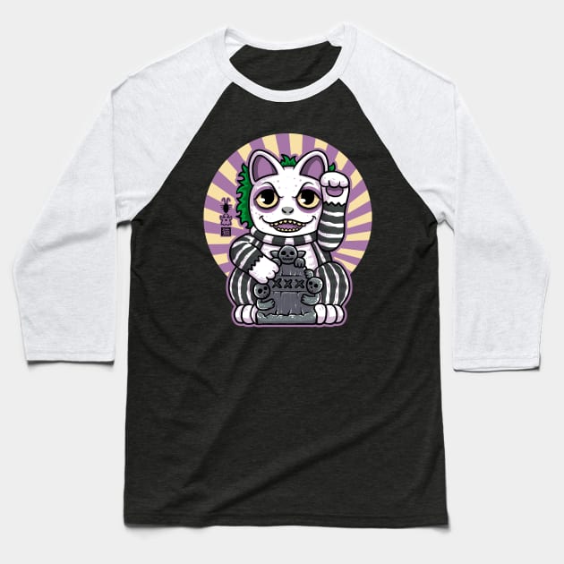 Ghost Neko Baseball T-Shirt by Andriu